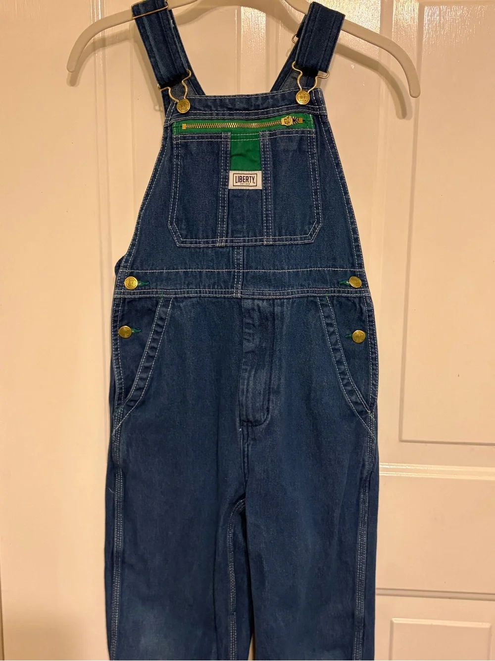 Vintage Liberty Boys Classic Multi-Pocket Bib Denim Overalls w/Green Size 14R